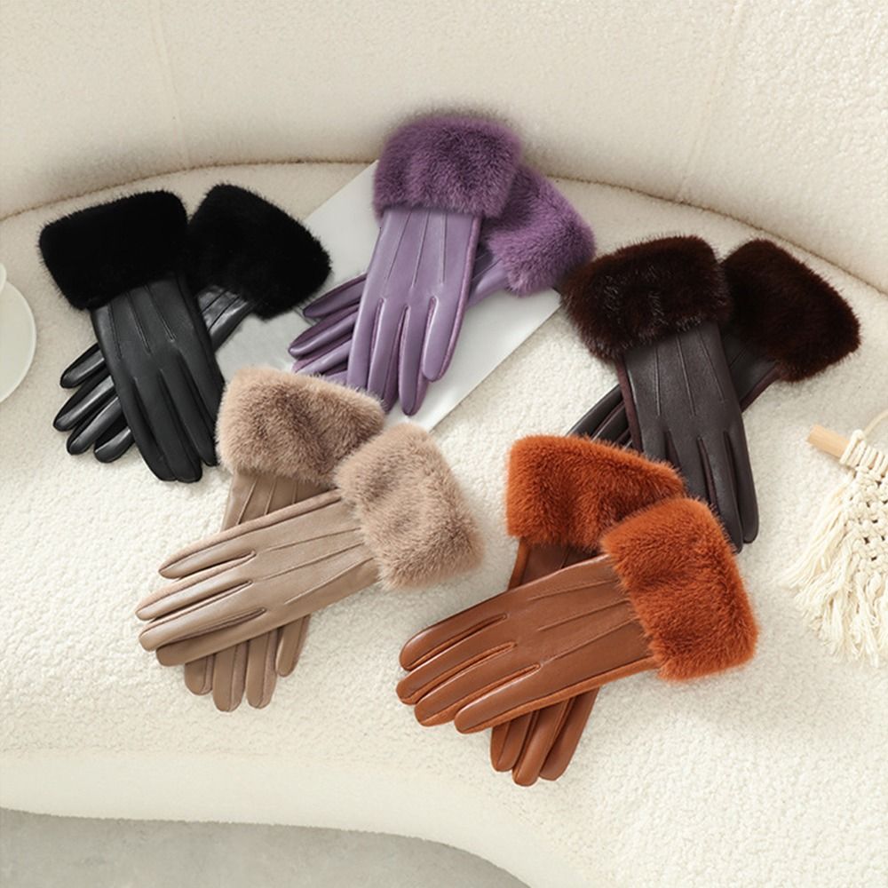 Winter Glove Insulated - Damskie skórzane rękawiczki z podszewką termiczną,